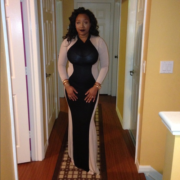 Nude/Black Ying Yang Gown - Picture 2 of 4
